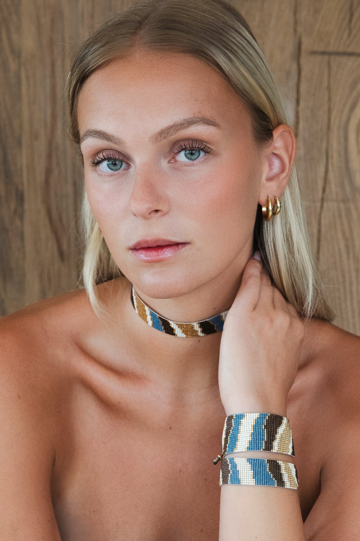 Metallic Light Blue Choker